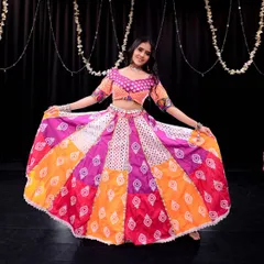 A still from one of our Garba shoots, showing off the vibrant and colorful traditional attire that makes these performances so visually spectacular.