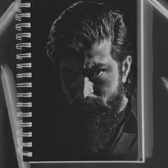 Here is the final invert portrait of the one and only Rocky Bhai. This is what the finished art looks like before the reveal, a powerful negative image holding all the detail and intensity, ready to be transformed. It's a tribute to a character that has inspired millions.