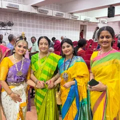 A treasured moment with my Guru, Padma Vibhushan Dr. Padmasubrahmanyam, after my student's performance. When your Guru's Guru blesses your student, the circle of tradition feels complete.