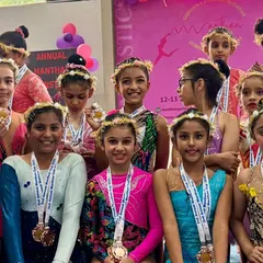 A team of champions. We are incredibly proud of our gymnasts from the Manthan Gymnastics Cup, each one holding a medal that represents their dedication, skill, and unstoppable spirit.