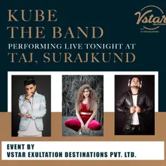 We were live at the Taj, Surajkund for a private event. This poster shows the core members of Kube The Band ready to take the stage.