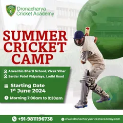 Announcing our Summer Cricket Camp. It is the perfect opportunity for young enthusiasts to develop their skills, participate in fun drills, and enjoy the spirit of cricket.