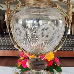 The magnificent C.V. Prasad Rao Million trophy, unveiled to the media at a dedicated press event.