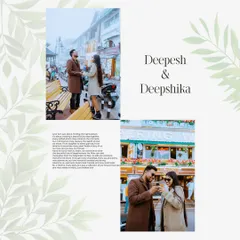 A modern and fresh album design, featuring two photos from a street-style shoot with clean typography and botanical graphics.