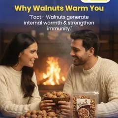 Here's an Ayurvedic fact: walnuts generate internal warmth and strengthen immunity. This cozy image of a couple by the fire with a bowl of walnuts makes them look like the perfect winter superfood.