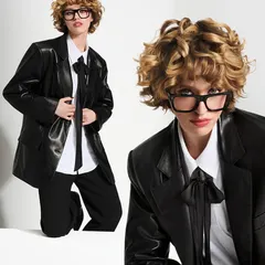 French curls, fearless energy. This textured short cut is all about celebrating natural curls with a modern, androgynous, and high-fashion edge.
