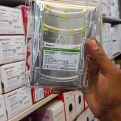 A Toshiba surveillance grade hard drive. I only use hard drives designed for 24/7 recording to ensure your video is always saved safely.