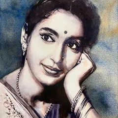 A value study of the graceful actress Nutan. This monochrome portrait from my complete course teaches students how to capture a gentle and expressive mood.