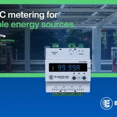 Our EDC2450H meter is shown here against a backdrop of a solar-powered EV charging facility, its ideal environment. This meter provides the critical data needed to monitor both energy generation from solar panels and consumption by electric vehicles.