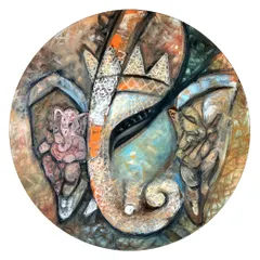 A vibrant acrylic painting of Lord Ganesha, the remover of obstacles. I often create spiritual art, bringing divine figures to life with rich colors and textures on a circular canvas to add a unique dimension to the artwork.