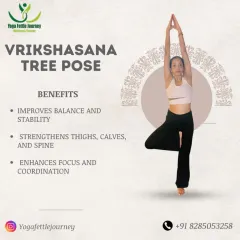 Tree Pose, or Vrikshasana, is perfect for improving balance and focus. This graphic explains how it strengthens the legs and spine.