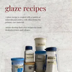 Glaze recipes are created with a variety of minerals and oxides. In my advanced courses, artists learn to develop their own recipes to create unique colors and textures.