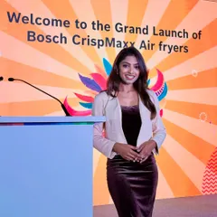 A smiling shot from the Bosch CrispMaxx Air Fryer launch.