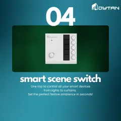 My Smart Scene Switch lets you control multiple devices with one tap. Set the perfect festive ambiance in seconds, from lights to curtains, all at once.