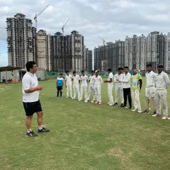 Head Coach Jayant Sanwal, a BCCI certified coach, addressing the team. His hands-on approach ensures every player receives personal attention and expert guidance.