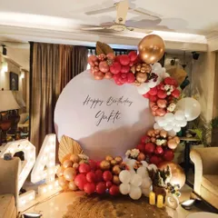 This image shows how the home birthday setup integrates seamlessly with the living room space. It creates a dedicated, photo-worthy corner for the celebration without overwhelming the room, making it feel both special and personal.