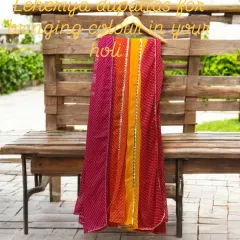 Bring color to your Holi celebrations with our beautiful leheriya dupattas. They can be paired with any simple suit to instantly create a festive look.