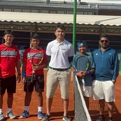 The full Indian contingent, including players and coaches, at the international team competition.