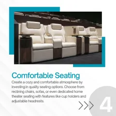 Long movies require comfortable seating. We provide a range of options from plush sofas to dedicated, fully reclining home theater chairs with features like adjustable headrests and built in cup holders for the ultimate in viewing comfort.