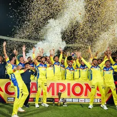 The taste of victory. This is the culmination of months of hard work, celebrating the Maharaja T20 championship win with the Mysuru Warriors. Pure passion and team spirit on display.