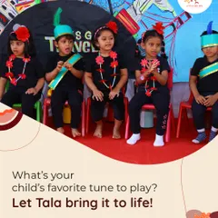 Our Tala Music Sessions turn little tunes into big smiles. Children explore rhythm, creativity, and self-expression through playful beats and joyful melodies, building a lifelong love for music.