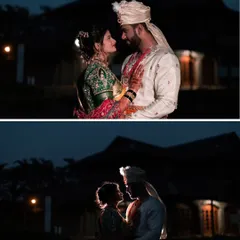 Dramatic and romantic. These portraits use backlighting to create a beautiful silhouette of the couple, highlighting their connection against the evening sky.