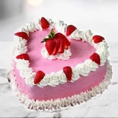 A sweet and simple heart-shaped strawberry cake. This classic design is perfect for expressing affection, combining the fresh taste of strawberries with a romantic shape and creamy frosting.