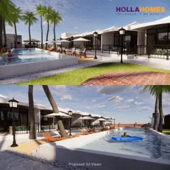 This is a 3D visualization of a sea-facing resort we designed in Alibaug. Our 3D previews allow clients to experience the space, from the poolside relaxation areas to the private villa exteriors, ensuring the final result perfectly matches their vision.