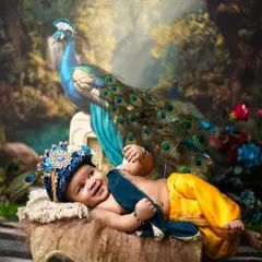 Capturing the divine innocence of a little one dressed as Krishna. These cultural and traditional photoshoots are close to my heart, filled with rich colors, beautiful details, and the most heartwarming smiles.