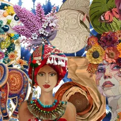 This is a glimpse into my creative process. A mood board like this helps me explore and combine different textures, colors, and fabric embellishments. It’s how I gather inspiration to design a piece that is completely unique to you.