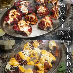 A tale of two tandoori styles. On top, you see the classic Barra Tandoori, with its deep red colour and charred edges. Below, the same tender pieces are tossed in a rich, cheesy sauce, offering a creamy and indulgent alternative. Both are perfect for a "Smoking Saturday" feast.