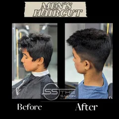 A classic before and after men's haircut. I took this client's overgrown hair and gave him a stylish, shorter cut that completely changes his look.