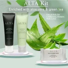 We create informative graphics for beauty products, combining a shot of the full skincare kit with text overlays that list the key ingredients and items included.