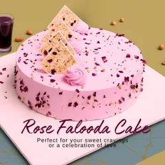 Experience a delightful fusion of tradition and innovation with our Rose Falooda Cake. This unique creation combines the fragrant essence of rose with the beloved textures of falooda, offering a refreshing and sophisticated dessert experience.