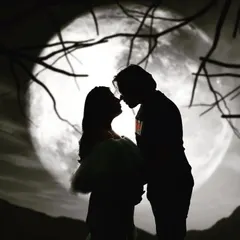 It’s all about the moment captured with love. This romantic silhouette of a couple against a full moon is a timeless and artistic expression of their journey.
