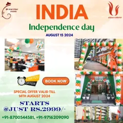 My special decor package for Independence Day celebrations. I offer affordable options starting at just Rs. 2999 for decorating offices and venues with tricolor balloon arches and flags.