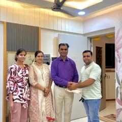 A heartfelt thank you to the Navle family. I am pictured here with them during their Griha Pravesh, celebrating the start of their new chapter in a home I had the honor to design.