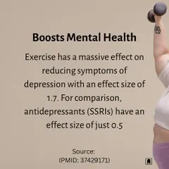 The effect of exercise on reducing symptoms of depression is massive. In fact, studies show its effect size is significantly larger than that of many common antidepressant medications.