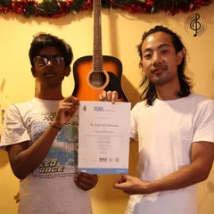 Another star in our academy. We celebrate Vivan for passing his RSL Electric Guitar Grade 1 exam. His dedication to practice shines through in this wonderful achievement.