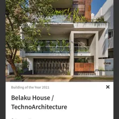 The 'Belaku House' facade, another Building of the Year nominee, uses layers of balconies, planters, and screens to create a dynamic and green urban home.