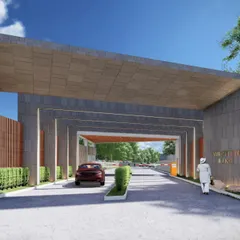 The entrance gate for the 'Westend Luxe' township in Meerut. This design establishes a strong sense of arrival and security, reflecting the modern and upscale character of the entire community project.