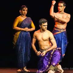 A moment of dramatic tension from 'Abha', performed in Frankfurt. Taking our productions to Europe was a surreal and rewarding experience.