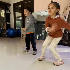 Young dancers learning choreography in my kids' class. These sessions focus on basic steps, rhythm, and expression, helping children develop their skills while having fun.