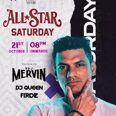 The official event flyer for my 'All-Star Saturday' set at Tales of Tavern. These nights are all about high-energy music and a packed dance floor.