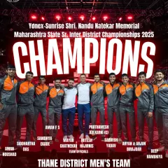 This is the result of our commitment. Our Thane District Men's Team, standing as back-to-back champions at the Maharashtra State Senior Inter-District Championships. This victory showcases the depth of talent and the winning mindset we cultivate.