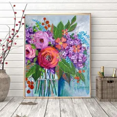 The reference artwork for a floral abstract acrylic painting workshop. These graphics give you a clear idea of what you'll be creating.