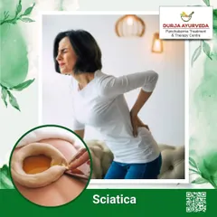 We offer excellent natural treatment methods for sciatica pain management. Our therapies, like the Kati Vasti shown here, provide long-term relief by addressing the root cause of nerve compression.
