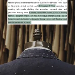 We are honored to be featured in an article discussing the art of customized tailoring, with insights from our founder, Mr. Kaushik Shrimanker, on craftsmanship and the future of bespoke menswear.