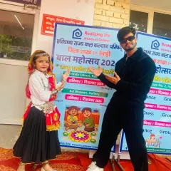A proud moment with my student Navya, who won 2nd prize at the state-level Bal Mahotsav 2024, representing Haryana.