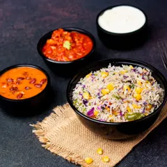 Our Burrito Bowl is proof that healthy can be exciting. It comes with flavorful rice, a zesty salsa, rich bean sauce, and cool cream cheese for a complete and satisfying meal.